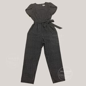 Calvin Klein Size 4 Jumpsuit | Black White Check Belted Short Sleeve NWOT